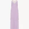 Vestido midi de tirantes finos en crepé de China y encaje