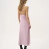 Vestido midi de tirantes finos en crepé de China y encaje