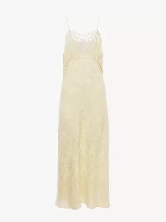 Vestido midi de tirantes finos en jacquard de seda y encaje