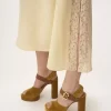 Vestido midi de tirantes finos en jacquard de seda y encaje
