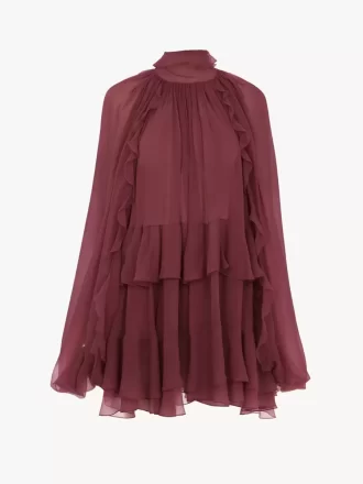 Vestido mini capa en muselina de seda