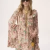 Vestido mini con volantes y escote cuadrado en crepé de China