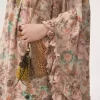 Vestido mini con volantes y escote cuadrado en crepé de China