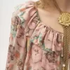 Vestido mini con volantes y escote cuadrado en crepé de China