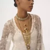 Vestido mini de escote redondo en encaje bordado