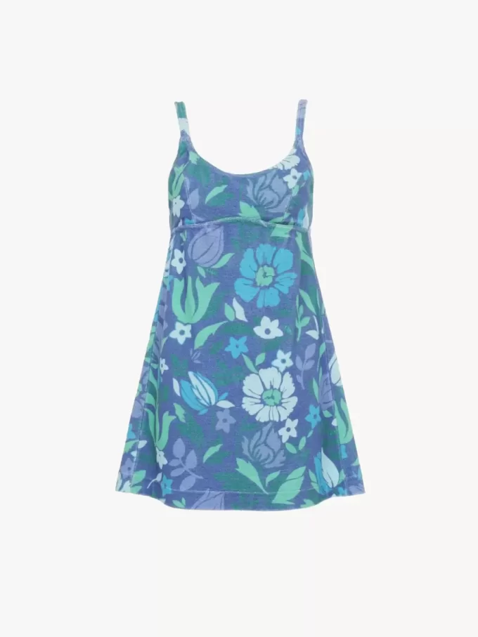 Vestido mini de tirantes finos en jersey de algodón