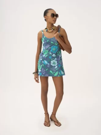 Vestido mini de tirantes finos en jersey de algodón
