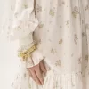 Vestido mini fruncido de manga larga en voile de algodón