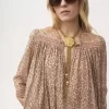Vestido túnica fruncido en voile de algodón