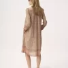 Vestido túnica fruncido en voile de algodón